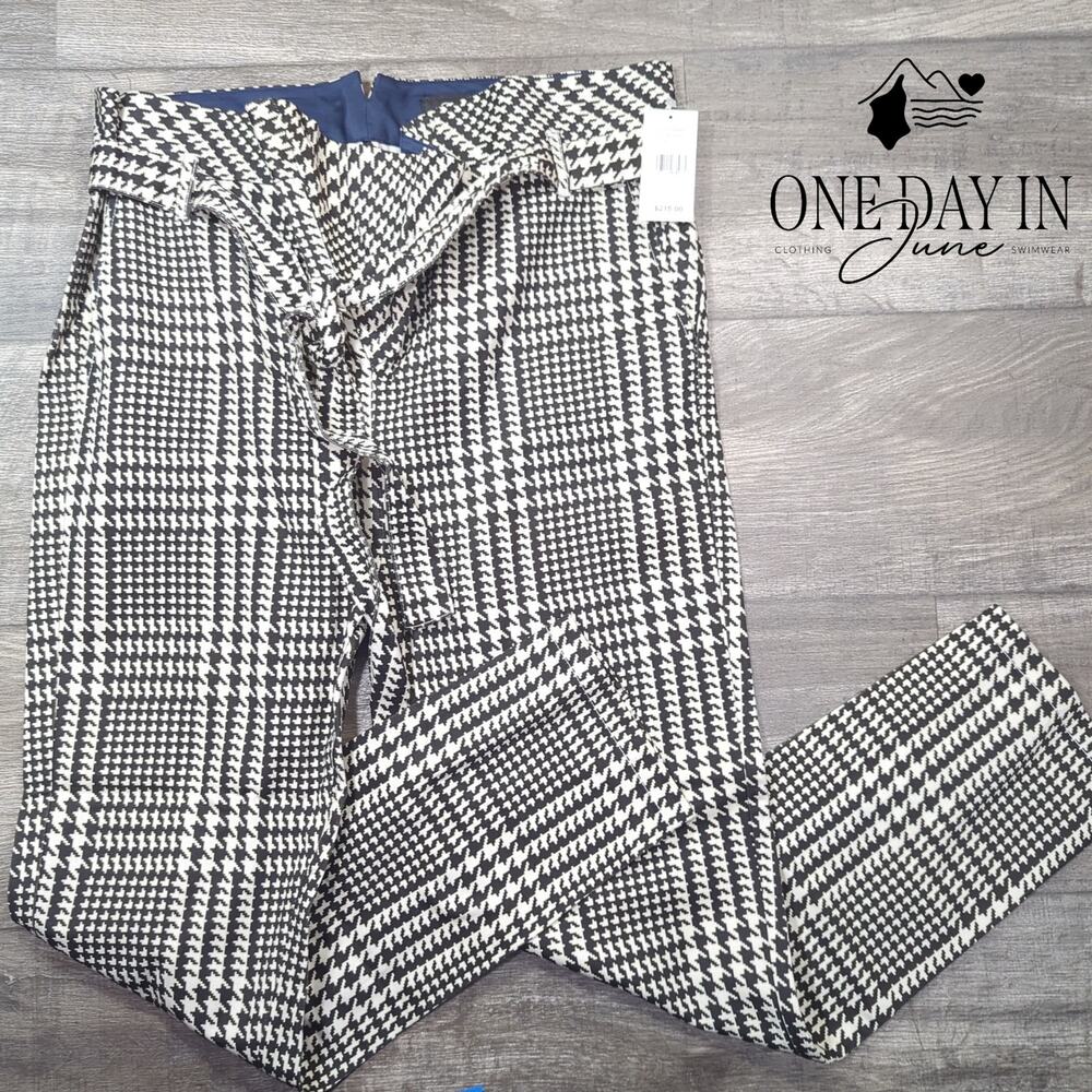AG Adriano Goldschmied Houndstooth Belted Pants Black White NWT $215 Size 27 (4)